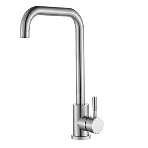 2019 nova Chegada de Aço Inoxidável Moderno Monocomando Bica Giratória Cozinha Mixer Torneira Da Pia Tap Único Punho de Níquel Escovado