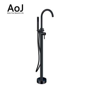 Noir Et Chromé De Luxe Plancher <span class=keywords><strong>Autoportant</strong></span> Monté CUPC De <span class=keywords><strong>Bain</strong></span> Robinets De <span class=keywords><strong>Douche</strong></span>, Salle De Bains <span class=keywords><strong>Douche</strong></span> Ensemble - Product Image 1