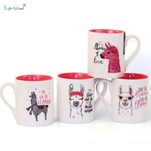 Compra popular <span class=keywords><strong>a</strong></span> granel diseño popular de la llama de las tazas grandes dentro de la taza de café de cerámica rosada para el reg - Product Image 2