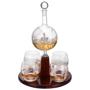 2018 Nouveau Design de Haute Qualité Gravé <span class=keywords><strong>Globe</strong></span> En Verre <span class=keywords><strong>Whisky</strong></span> <span class=keywords><strong>Carafe</strong></span> avec 4 Lunettes - Product Image 1