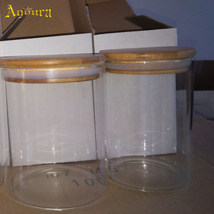 Pot en verre de stockage en vrac personnalisé avec une variété de spécifications, avec couvercle en bambou pour les aliments, bouteille en verre avec couvercles en bois - Product Image 4