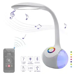 Adjustable Gooseneck LED Table lamp with Bluetooth Speaker Color changing night light Lamp for Bedside