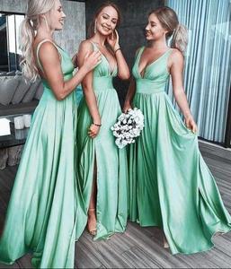 CDSSL Vestidos Largos De Dama De Honor Con Mangas Para Mujer, Color Verde Salvia, Vestidos Formales Para Invitados De Boda, Vestidos De Fiesta De Noche, Talla 12, Verde
