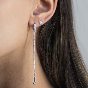 Hawaiian Commercio All'ingrosso Dei Monili Brincos Gioielli s925 <span class=keywords><strong>Argento</strong></span> <span class=keywords><strong>Mini</strong></span> Baguette Diamante Rotondo Zirconia Viti Prigioniere Dell'orecchino - Product Image 2
