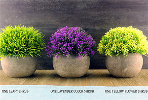 Mini Artificial Topiary <span class=keywords><strong>arbustos</strong></span> de flores y plantas en la ronda Grey maceta acuerdo Decoración - Product Image 3