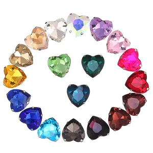 Cristales de ajuste de garra de acero inoxidable con forma de corazón, cuentas para coser, joyería