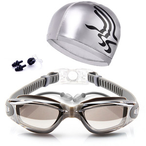 Fabbrica diretta HD impermeabile e anti-fog vetri di <span class=keywords><strong>nuoto</strong></span> per gli uomini e le donne di grandi dimensioni telaio occhiali placcatura con piscina cap - Product Image 1