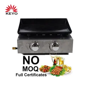 Đề Nghị Bếp Ngoài Trời Châu Âu Plancha Thép Không Gỉ Di Động 2 Đầu Đốt Thịt Nướng Gas BBQ