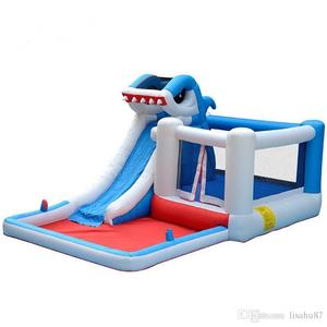 <strong>Jumping</strong> from airborne inflatable for children inflatable house Castle <strong>shark</strong> with Water Slide - Product Image 4