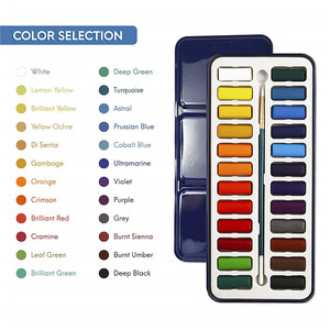 Ensemble de peinture <span class=keywords><strong>aquarelle</strong></span> 24 couleurs Ensemble de peinture <span class=keywords><strong>aquarelle</strong></span> solide avec pinceau Boîte en métal - Product Image 3
