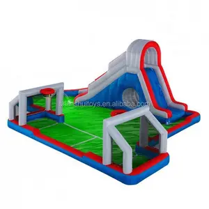 Popular Adults aqua park inflatable water slide, swimming pool slide with football field for sale