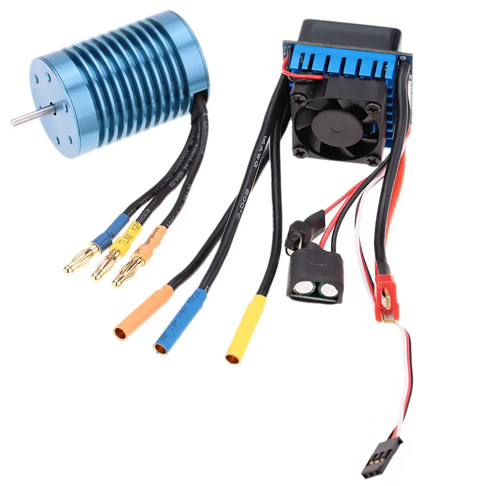 3650 4370KV 4P Sensorless Brushless Motor with 45A Brushless ESC Electric Speed Controller for 1/10 RC Off-Road Car