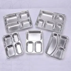 Hospital School Stainless stahl 304 4 Compartment Divided Fast Food Deep Lunch Tray mit C über