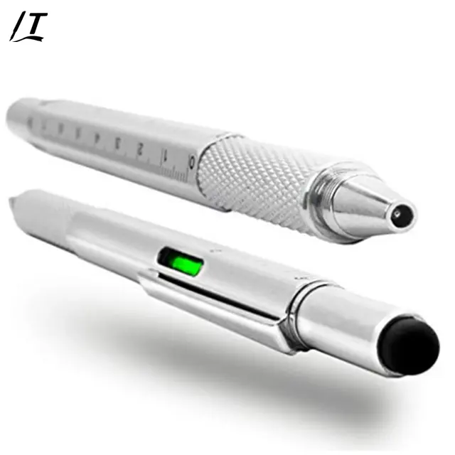 Parafuso ferramenta de tecnologia 6 em 1 governante nível de tela sensível ao toque de metal caneta esferográfica