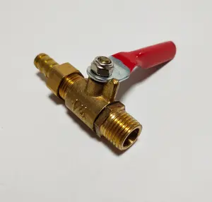 1/4 ''Maschio fili con valvola di unione 1/4 "filettato fine valvola a sfera 1/4" valvola a sfera in ottone con hose barb connettore