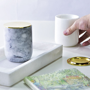 De China, venta al por mayor de piedra mármol vela tarros de mármol tazas de mármol de Carrara blanco vela tarros - Product Image 4