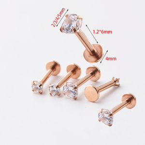 Piercing corporal básico banhado a ouro rosado, lábio, anel para barriga