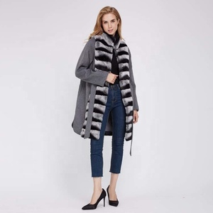 Nuevo diseño de las mujeres de doble cara abrigo de lana con Chinchilla Color - Product Image 6