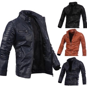 Mode Vêtements à manches longues Moto PU Veste En Cuir Homme Hiver - Product Image 1