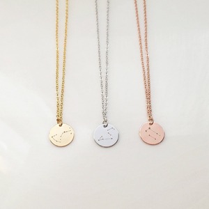 Constelación Collar de plata de ley 925 Disco de Oro signo del zodiaco colgante collar - Product Image 3