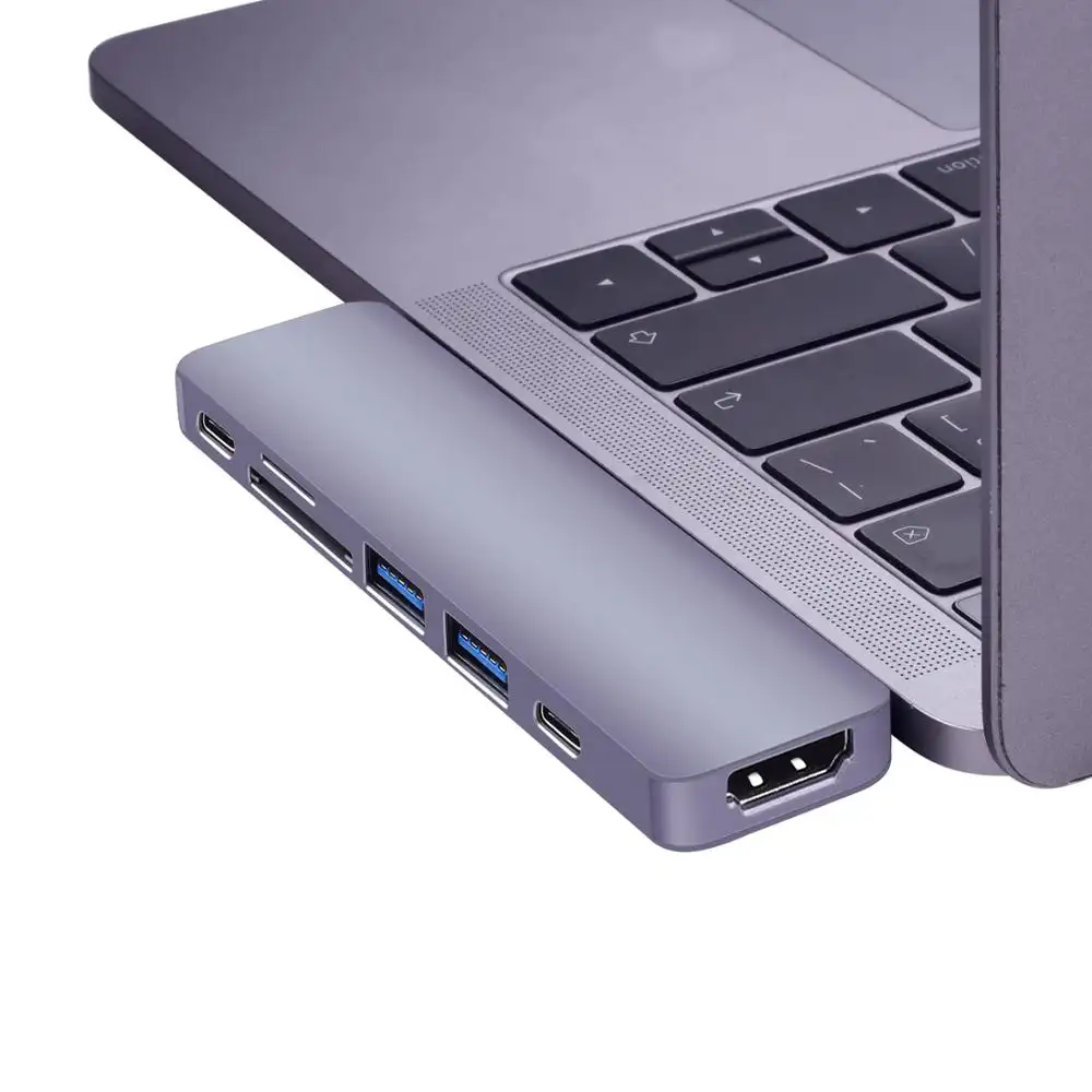 7 in 1 alüminyum çoklu Port MacBook <span class=keywords><strong>adaptörü</strong></span> Pro tip C Combo Hub