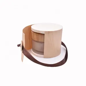 पर्यावरण के अनुकूल पैकेजिंग नई डिजाइन लकड़ी सिलेंडर बॉक्स, 50g बांस जार कस्टम दौर लकड़ी के बॉक्स
