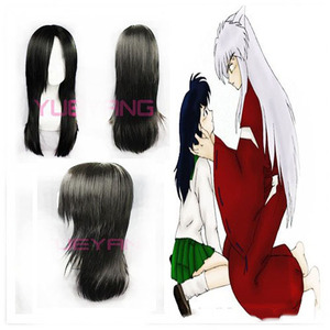 Synthétique droite Inuyasha <span class=keywords><strong>Higurashi</strong></span> <span class=keywords><strong>Kagome</strong></span> noir cosplay perruque - Product Image 1
