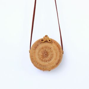 Bolso de Paja Redondo Estilo <span class=keywords><strong>Boho</strong></span> <span class=keywords><strong>Chic</strong></span> Natural de Fábrica, Bolso de Ratán, Bolso de Bambú - Product Image 6