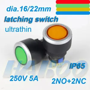 Dia.16/22mm interruptor 2NA + 2NF 6 PINOS de reset interruptor on-off nf botão switch