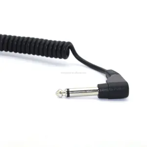 Kabel mikrofon speaker gulung, kabel ekstensi mono jack 6.35mm premium TPU spiral