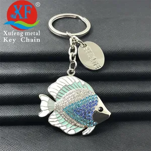 Design personnalisé mini Mer animaux bleu diamant petits poissons porte-clés avec anneau