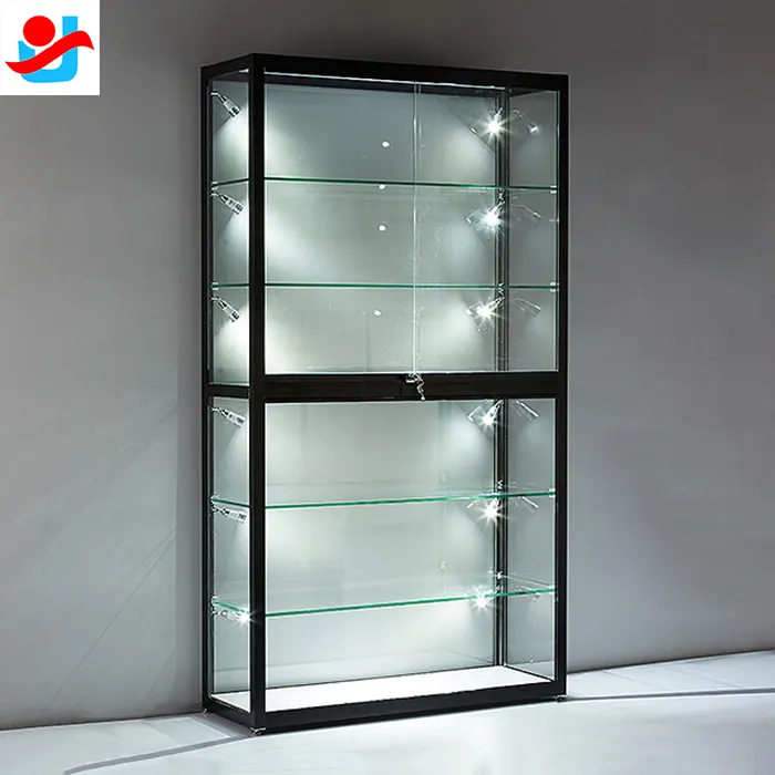 Vitrina de exhibición de vidrio de aluminio de Joyería Moderna/vitrina de vidrio bloqueable vitrina de exhibición