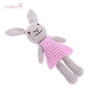 Rose Robe Personnalisé À La Main Bébé Jouets Animaux Amigurumi <span class=keywords><strong>Lapin</strong></span> - Product Image 3