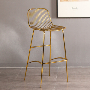Loisirs Café Boutique Tabouret Chaise De Fer Cadre Bar Chaise Moderne En Métal Fil <span class=keywords><strong>Rose</strong></span> D'or Salle À Manger Chaises - Product Image 5
