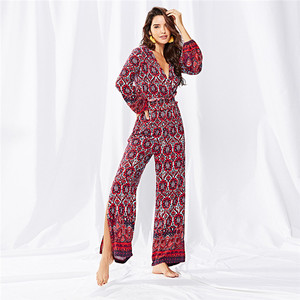 Fábrica de Guangzhou otoño moda Sexy de manga larga cuello en V adulto impreso personalizado mono de una sola pieza para <span class=keywords><strong>mujer</strong></span> - Product Image 4