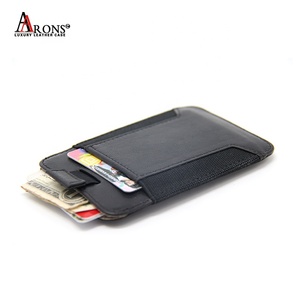 RFID de cuero para hombre de cuero genuino negro caso de tarjeta de regalos de cabra piel de <span class=keywords><strong>oveja</strong></span> slim tarjeta titular cartera - Product Image 6