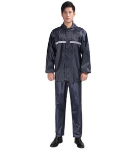 Oxford Cloth 300D <strong>Waterproof</strong> Navy Modern Rainsuit with Reflective Strips and Attached Hood <strong>Overalls</strong> for Fishing - Product Image 1