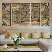 Impresiones en lienzo de pintura de mapa del mundo, cuadros artísticos de pared para decoración del hogar
