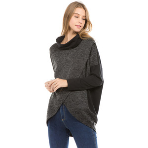 Chine Fournisseur D'hiver <span class=keywords><strong>Col</strong></span> Roulé À Manches Longues Irrégulière Hem <span class=keywords><strong>Laine</strong></span> Chandail Lâche Tricoté Blouse Tops Femmes - Product Image 4