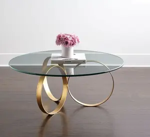 Hot Selling <strong>Round</strong> Center <strong>Table</strong> Stainless Steel Base <strong>Glass</strong> Top Coffee Tape <strong>Side</strong> <strong>Table</strong> - Product Image 1