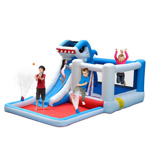 <strong>Jumping</strong> from airborne inflatable for children inflatable house Castle <strong>shark</strong> with Water Slide - Product Image 1