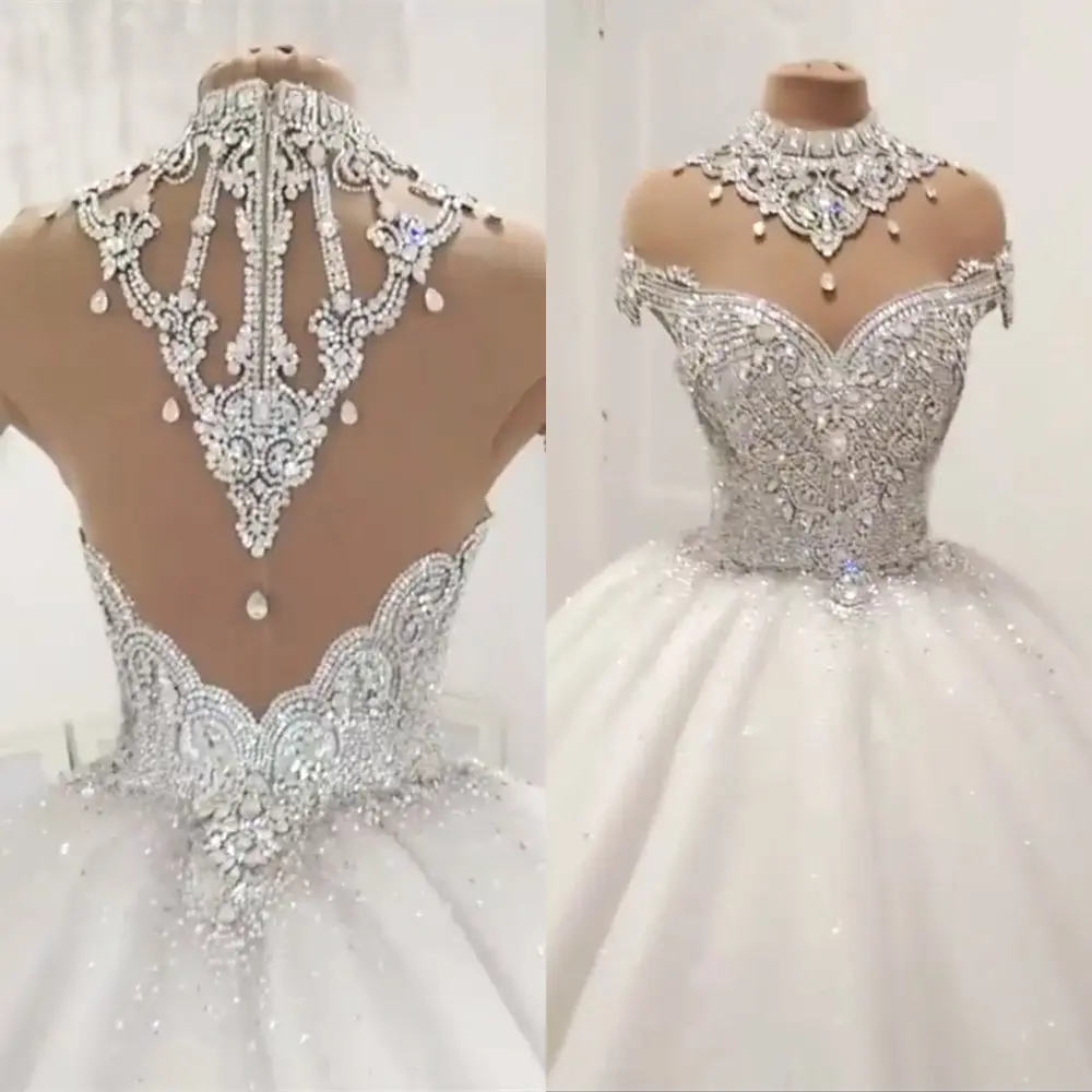 Abito da sposa di lusso su misura abito da sposa abito da sposa con perline di cristallo soffice abiti da sposa abito da sposa di fascia alta