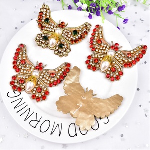 Costume da cucito farfalla strass Applique ricamo cristallo perla insetto patch - Product Image 2