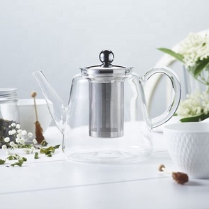 Heat Resistant Transparent Borosilicate <strong>Glass</strong> <strong>Teapot</strong> with Stainless Steel Strainer - Product Image 5