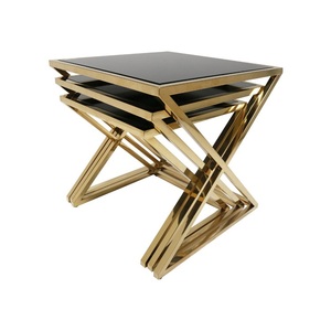 Stile moderno 3 pezzi Telaio In Acciaio Inox piano in vetro temperato tavolo D'<span class=keywords><strong>angolo</strong></span> tavolino Letto tavolino - Product Image 4