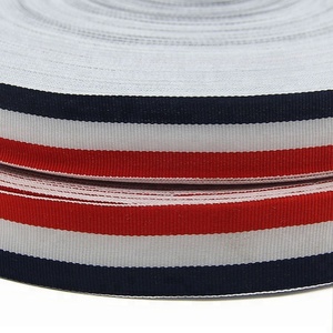Alta calidad de encargo al por mayor 2,5 cm de poliéster rojo blanco azul tricolor rayas tejer grogrén (ligamento tafetán cinta - Product Image 5