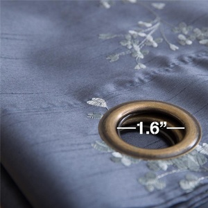 En gros haute qualité bleu <span class=keywords><strong>ardoise</strong></span> fleur brodé rideau en soie de soie - Product Image 2