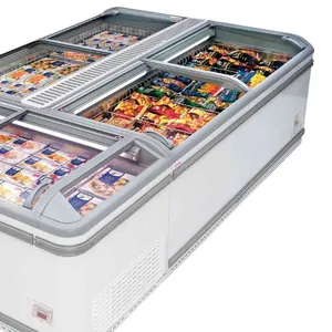 2019 Jenis AHT Perlengkapan Supermarket Komersial Freezer Pulau Es Krim Dada