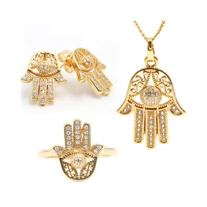 Shenzhen fábrica de joyería de diseño OEM bien dubai conjunto de joyas 18 K chapado en oro para las mujeres