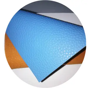 1.2 Thickness litchi texture embossed woven backing synthetic faux PU leather roll bags leather